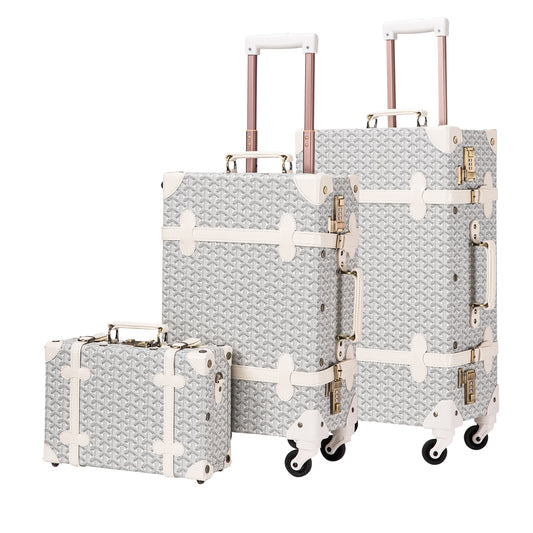 UNIWALKER Vintage Luggage Set, Geometry White