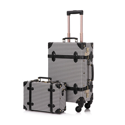 UNIWALKER 2PCS Vintage Suitcase Set for Women, Grid
