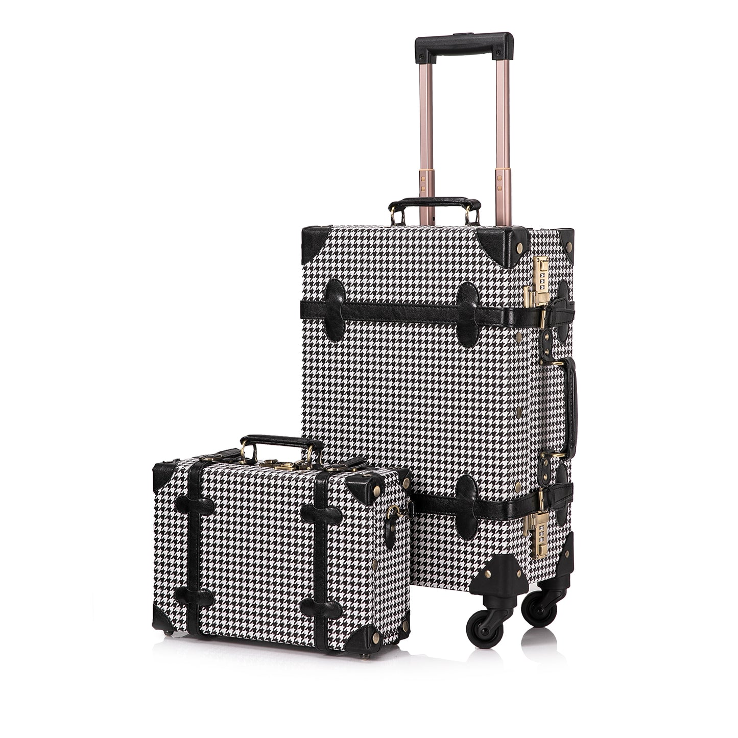 UNIWALKER 2PCS Vintage Suitcase Set for Women, Grid