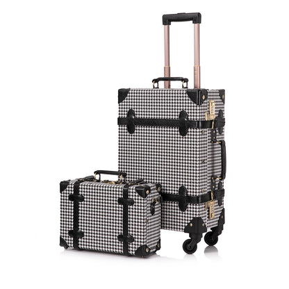 UNIWALKER 2PCS Vintage Suitcase Set for Women, Grid