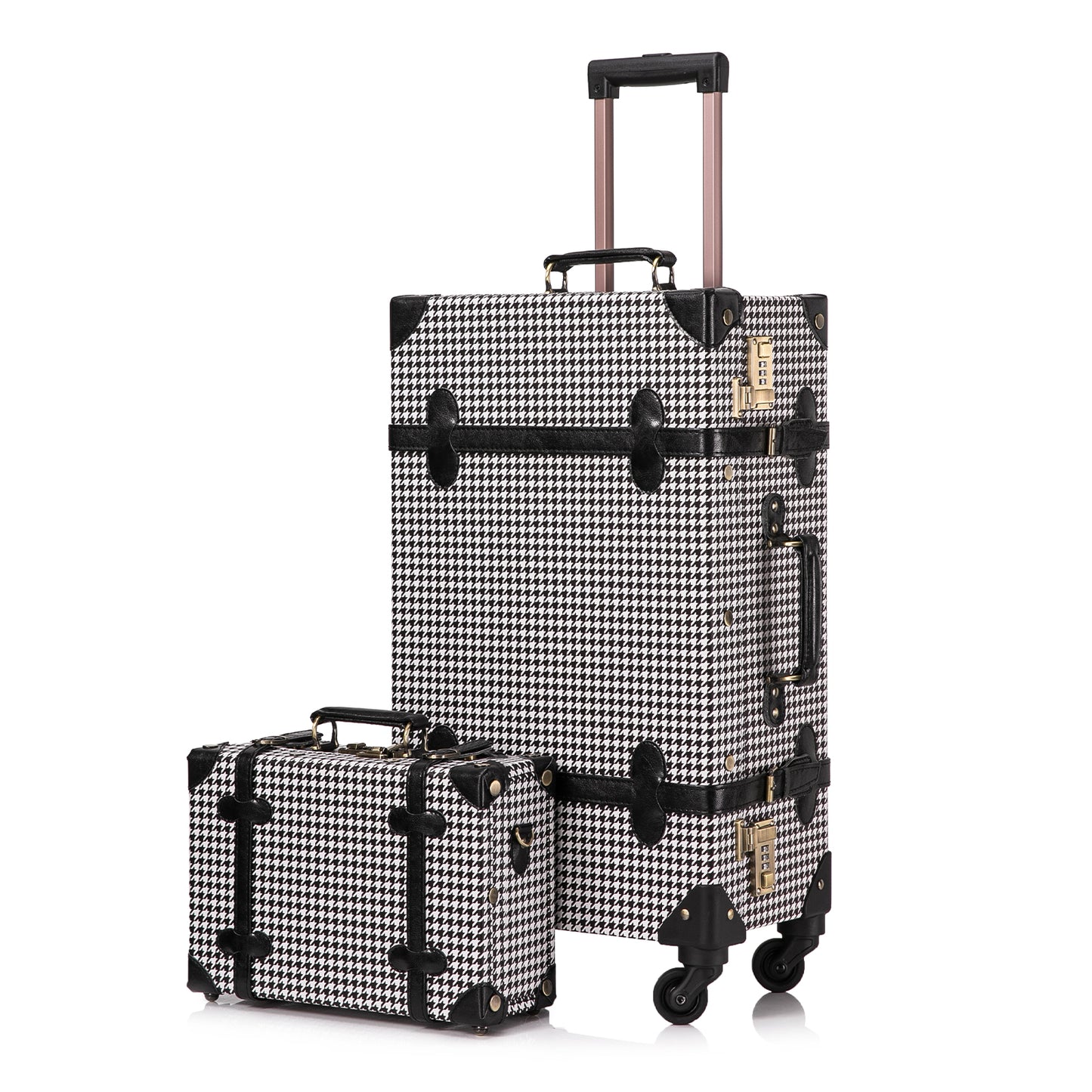 UNIWALKER 2PCS Vintage Suitcase Set for Women, Grid