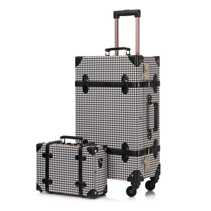 UNIWALKER 2PCS Vintage Suitcase Set for Women, Grid