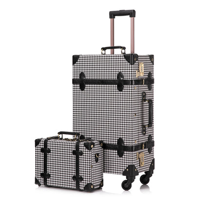 UNIWALKER 2PCS Vintage Suitcase Set for Women, Grid