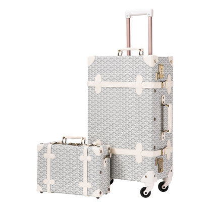 UNIWALKER Vintage Luggage Set, Geometry White