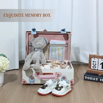 Baby Keepsake Case Handmade Memory Storage Box, Cream White, 13''