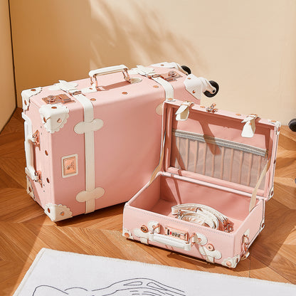 UNIWALKER Vintage Luggage Set, TSA Key Lock, Embossed Pink