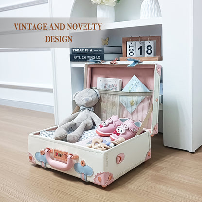 Baby Keepsake Case Handmade Memory Storage Box, Cream White, 16''