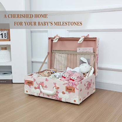 Baby Keepsake Case Handmade Memory Storage Box, Pink Floral, 18''