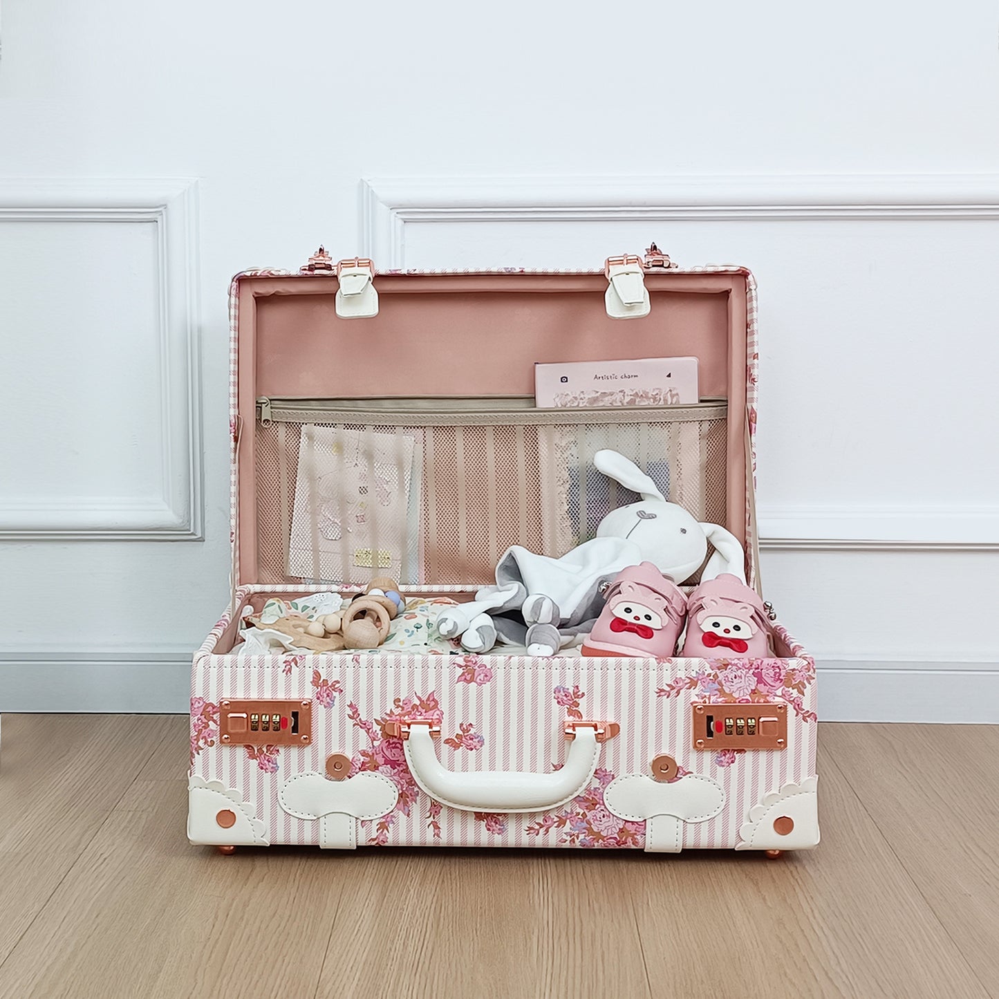 Baby Keepsake Case Handmade Memory Storage Box, Pink Floral, 18''