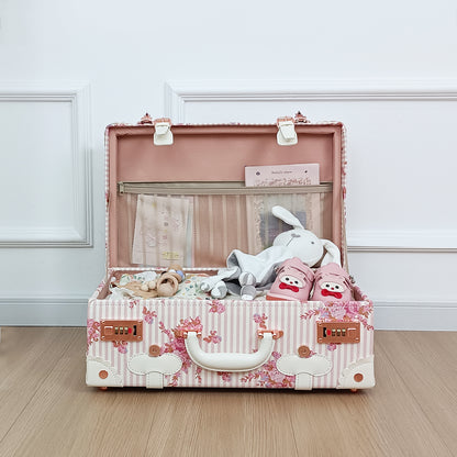 Baby Keepsake Case Handmade Memory Storage Box, Pink Floral, 18''