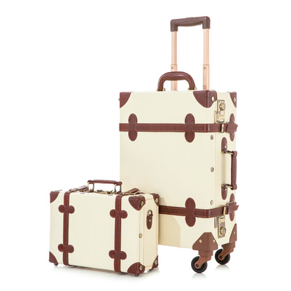 UNIWALKER Vintage Luggage Set, TSA Key Lock, Beige