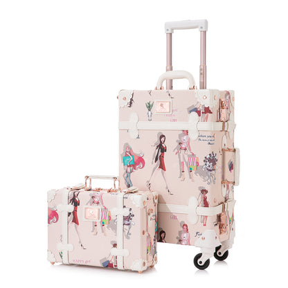 UNIWALKER Vintage Luggage Set, TSA Key Lock, Fashion Girl