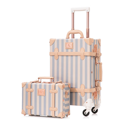 UNIWALKER Vintage Luggage Set, TSA Key Lock, Blue Strip
