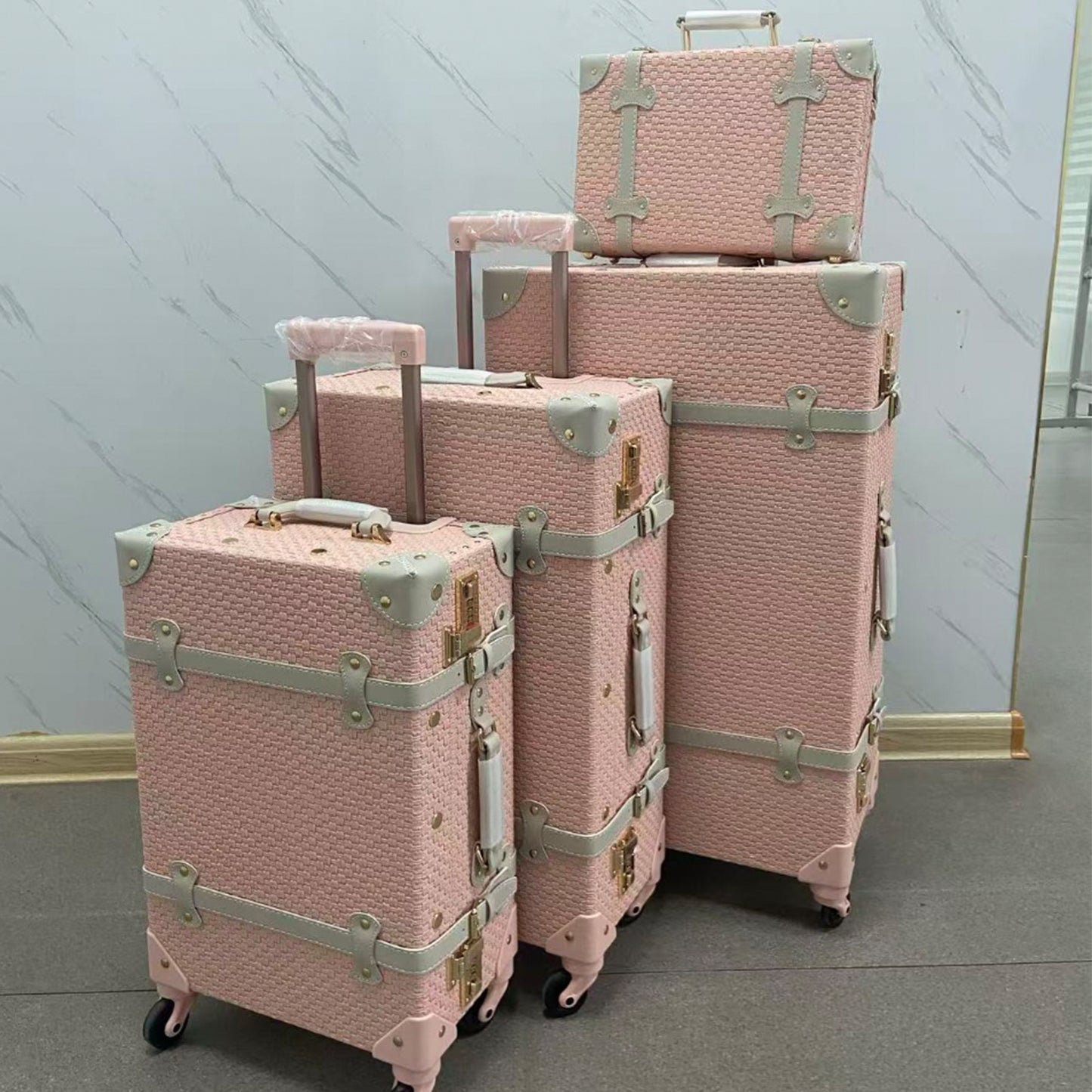 UNIWALKER 4PCS Vintage Suitcase Set for Women