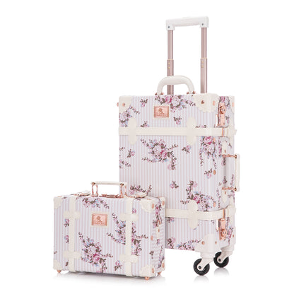 UNIWALKER Vintage Luggage Set, Beige Floral