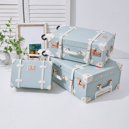 UNIWALKER Vintage Luggage Set, Combination Lock, Embossed Blue