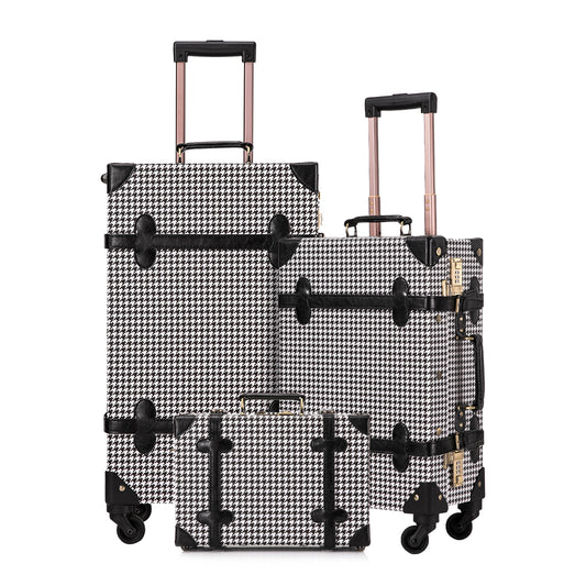 UNIWALKER 3PCS Vintage Suitcase Set for Women, Grid