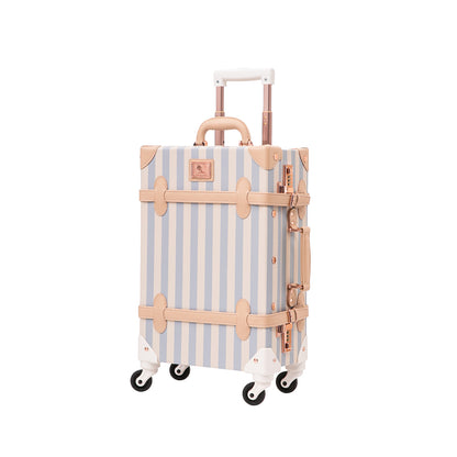 UNIWALKER Vintage Luggage Set, Combination Lock, Blue Strip