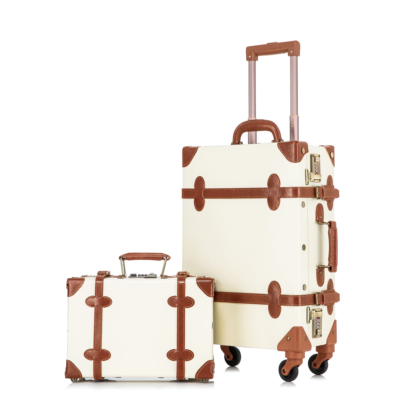 UNIWALKER Vintage Luggage Set, Combination Lock, Beige