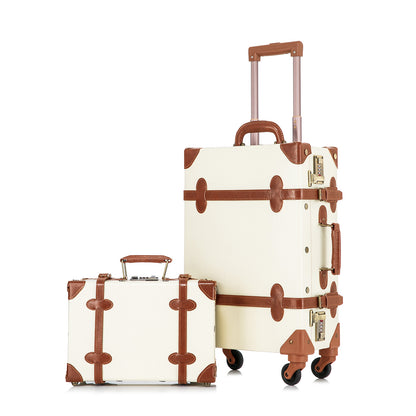 UNIWALKER Vintage Luggage Set, Combination Lock, Beige