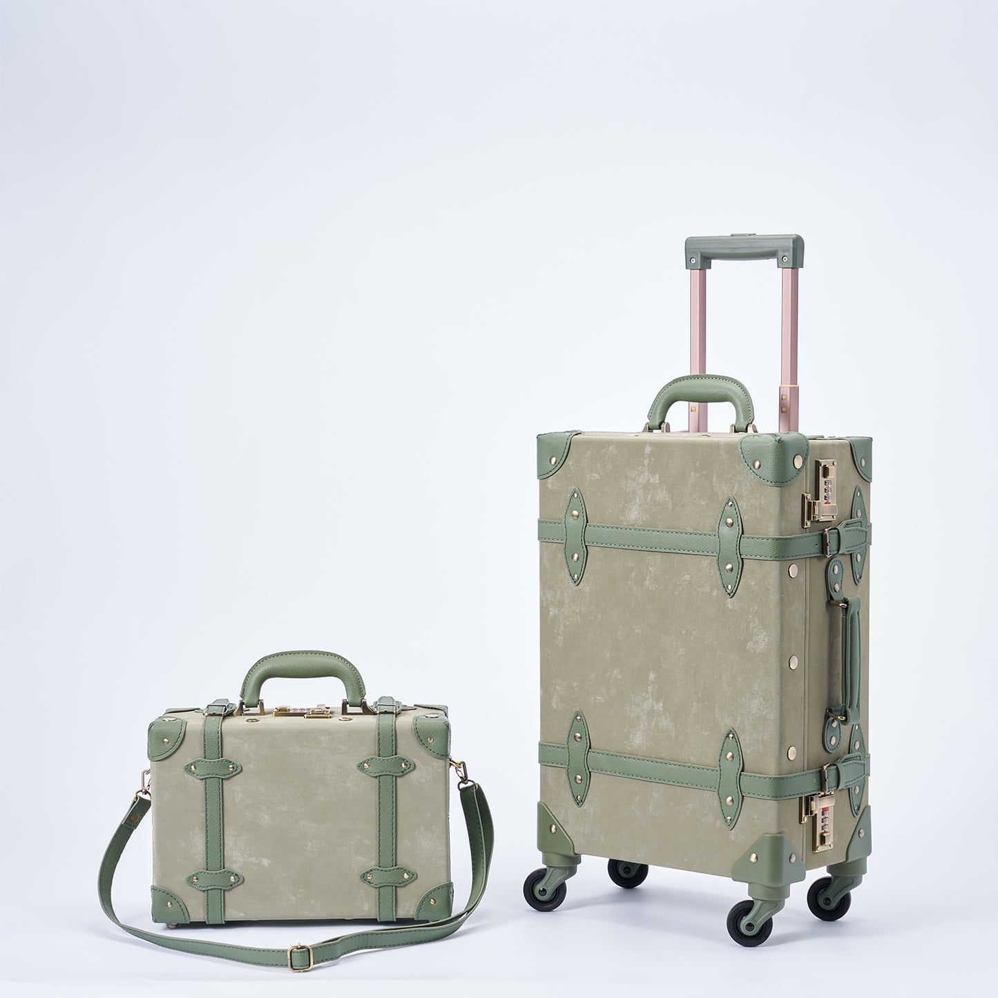 UNIWALKER Vintage Luggage Set, Emerald Green