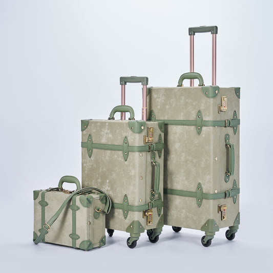 UNIWALKER Vintage Luggage Set, Emerald Green