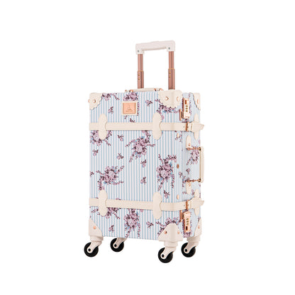 UNIWALKER Vintage Luggage Set, Combination Lock, Blue Floral