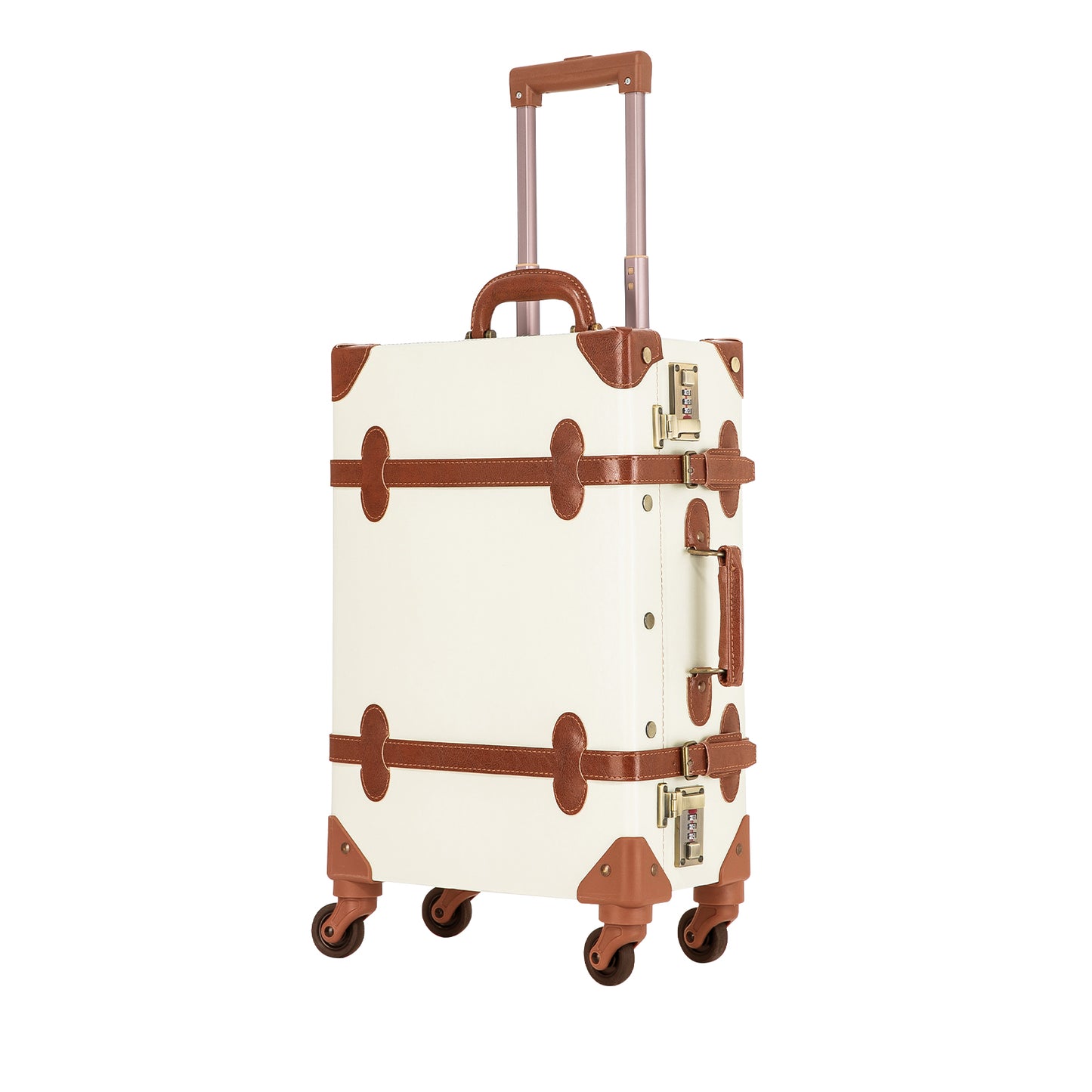 UNIWALKER Vintage Luggage Set, Combination Lock, Beige