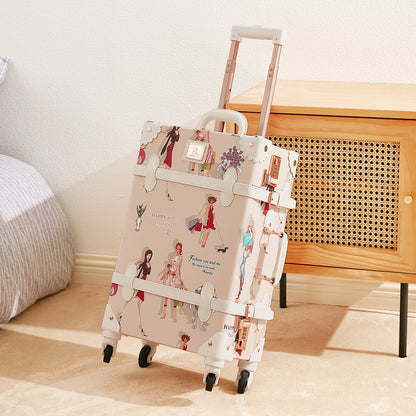 UNIWALKER Vintage Luggage Set, Combination Lock, Fashion Girl