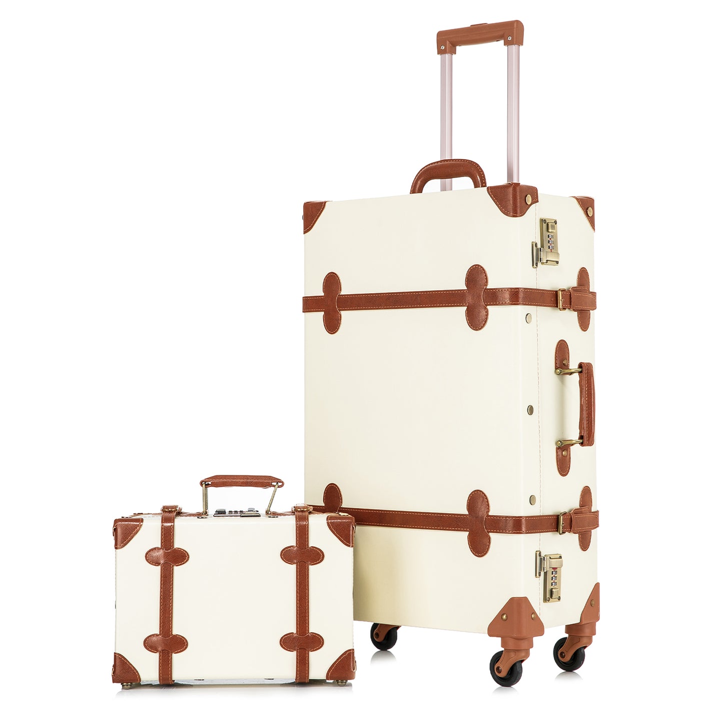 UNIWALKER Vintage Luggage Set, Combination Lock, Beige