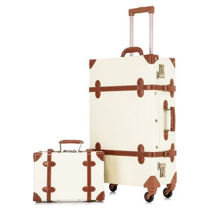 UNIWALKER Vintage Luggage Set, Combination Lock, Beige
