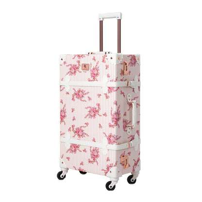UNIWALKER Vintage Luggage Set, Combination Lock, Pink Floral