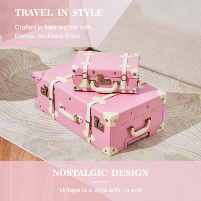 UNIWALKER Vintage Luggage Set, TSA Key Lock, Rose Pink