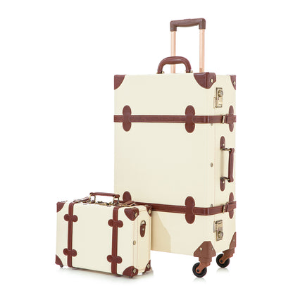 UNIWALKER Vintage Luggage Set, TSA Key Lock, Beige