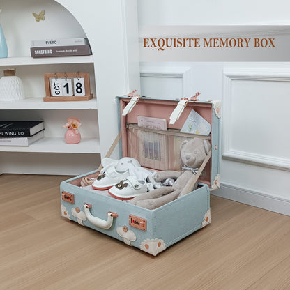 Baby Keepsake Case Handmade Memory Storage Box, Embossed Blue, 18''