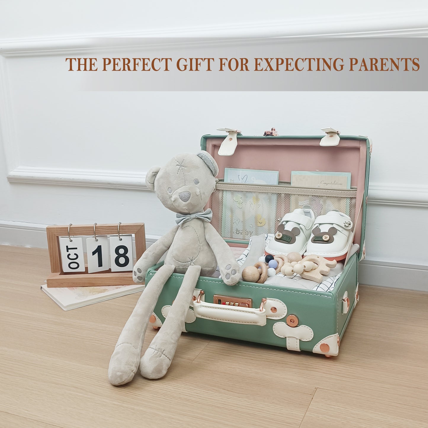 Baby Keepsake Case Handmade Memory Storage Box, Mint, 13''