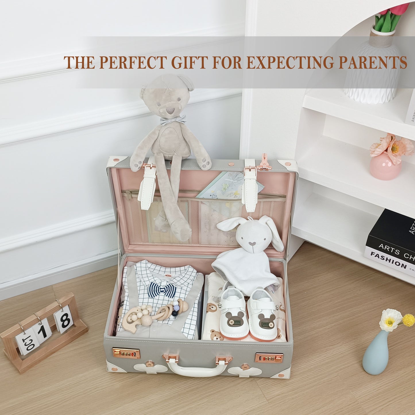 Baby Keepsake Case Handmade Memory Storage Box, Grey, 18''