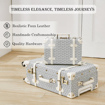 UNIWALKER Vintage Luggage Set, Geometry White