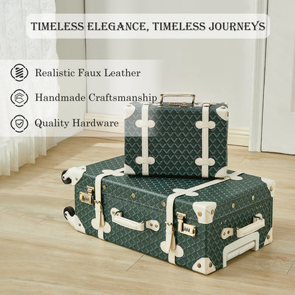 UNIWALKER Vintage Luggage Set, Geometry Green