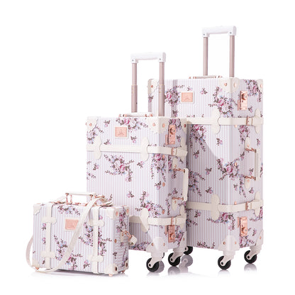UNIWALKER Vintage Luggage Set, Beige Floral