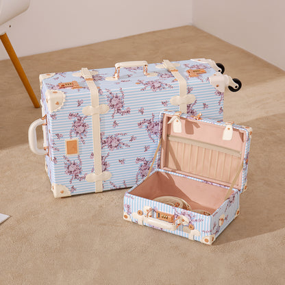 UNIWALKER Vintage Luggage Set, Combination Lock, Blue Floral