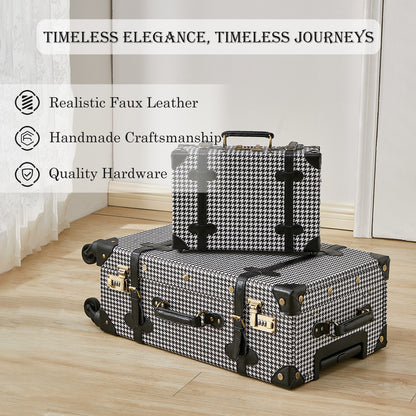 UNIWALKER 2PCS Vintage Suitcase Set for Women, Grid