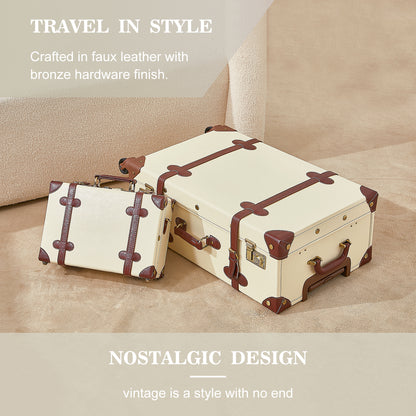UNIWALKER Vintage Luggage Set, TSA Key Lock, Beige