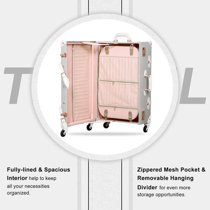 UNIWALKER Vintage Luggage Set, Combination Lock, Grey