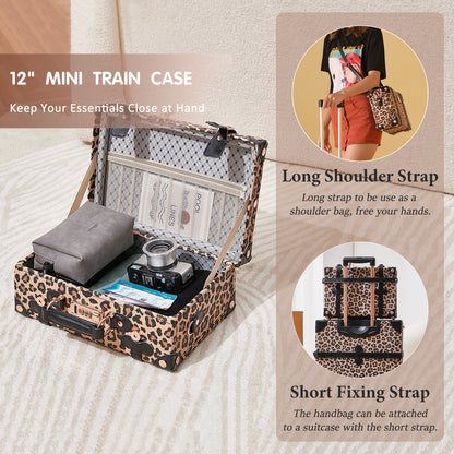UNIWALKER Vintage Luggage Set, TSA Key Lock, Leopard