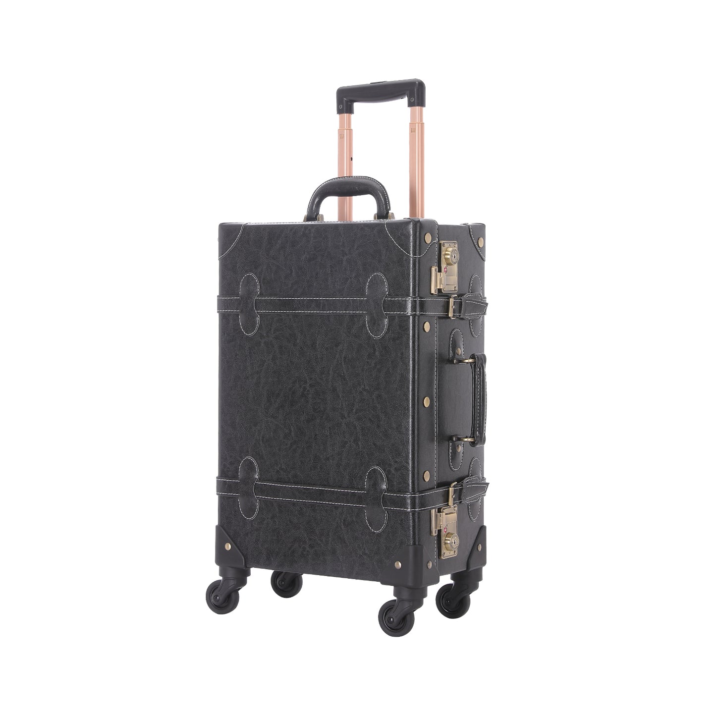 UNIWALKER Vintage Luggage Set, TSA Key Lock, Black