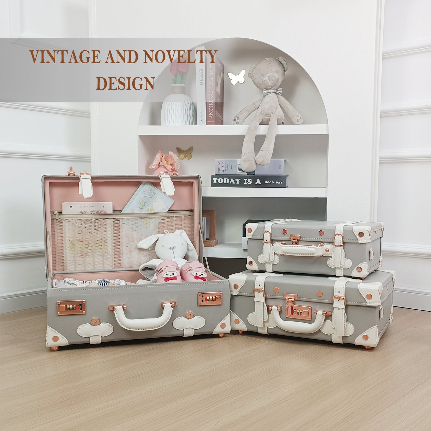 Baby Keepsake Case Handmade Memory Storage Box, Grey, 16''