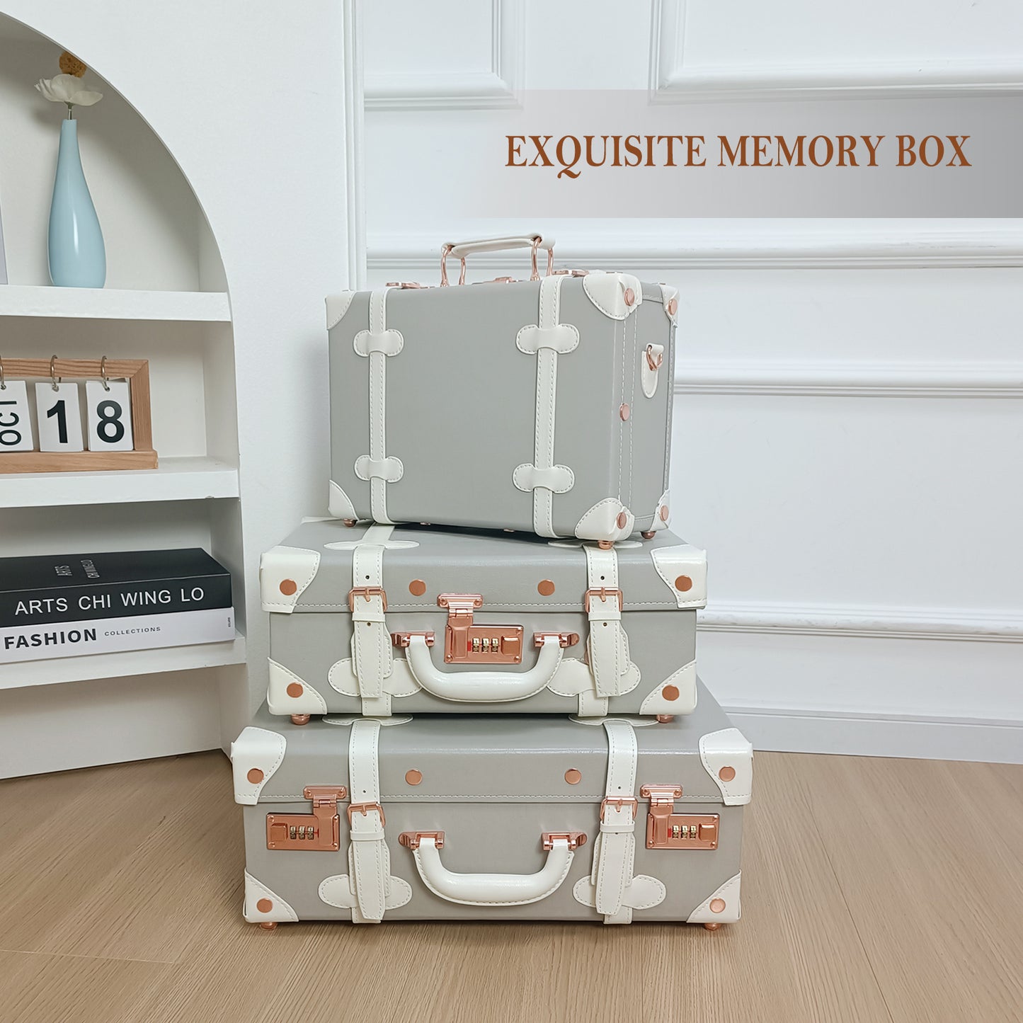 Baby Keepsake Case Handmade Memory Storage Box, Grey, 18''