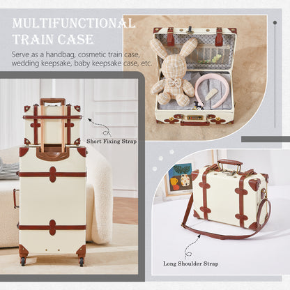UNIWALKER Vintage Luggage Set, Combination Lock, Beige