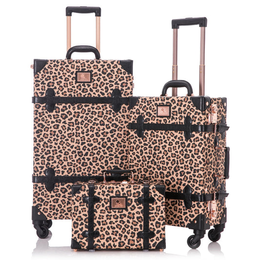 Uniwalker 12"+20"+26" Vintage Luggage - Leopard Print